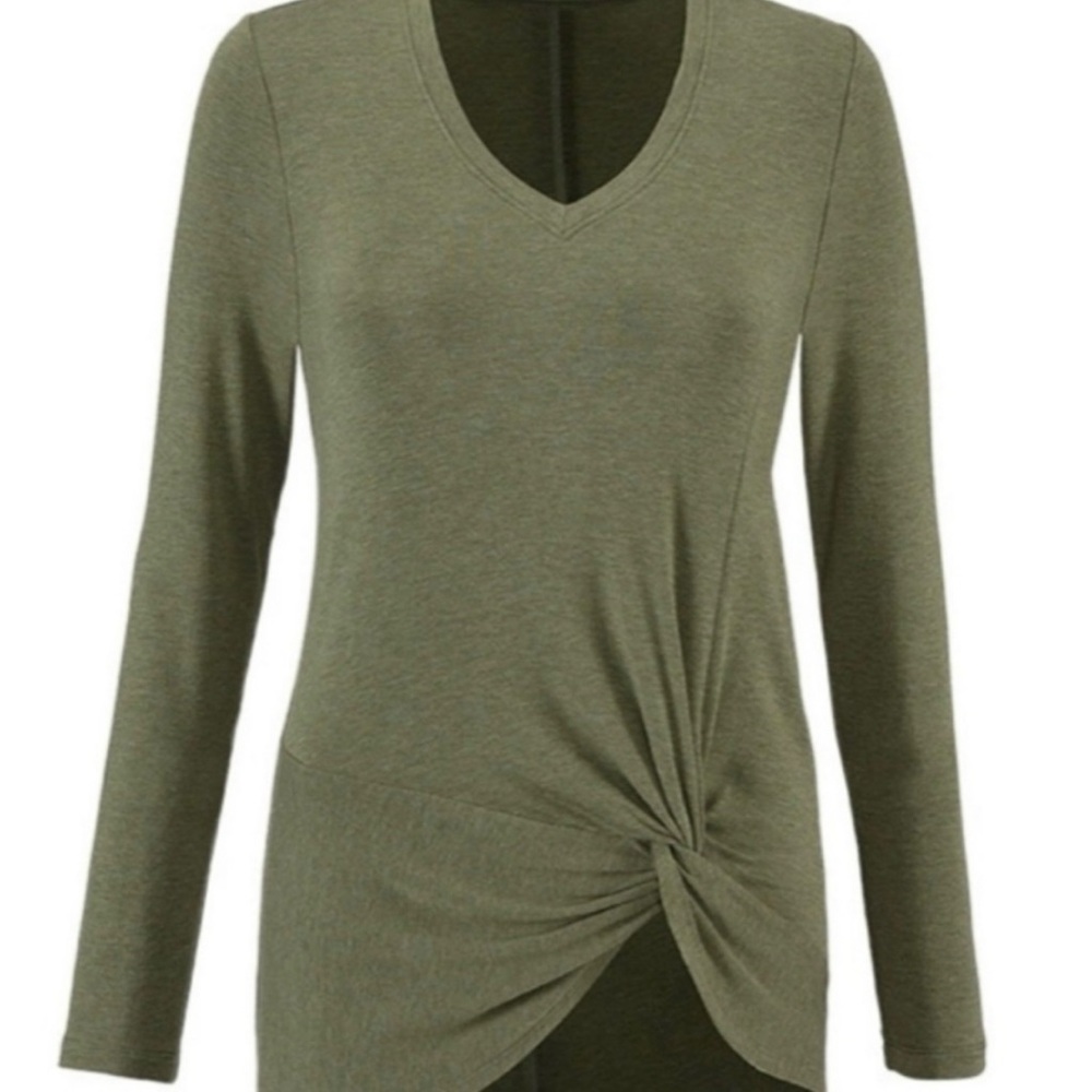 Olive Green Women's Cabi V-Neck Twist Top